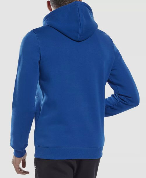 $55 Reebok Women's Blue Logo-Print Long-Sleeve Fleece Hoodie Sweater Size M