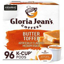 Gloria Jean's Butter Toffee Coffee, Keurig K-Cup Pod, Medium Roast, 96 Count