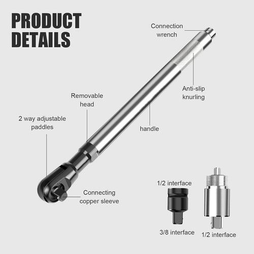 Multifunctional Offset Extension Wrench with Conversion Heads and Adapters
