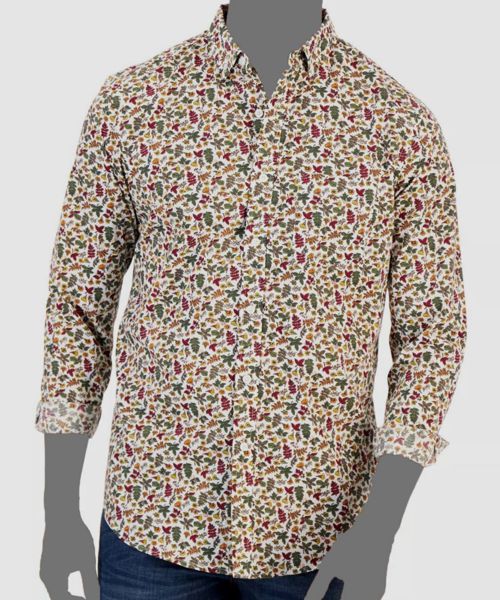 $60 Club Room Men's White Green Floral Long-Sleeve Button-Up Shirt Size M