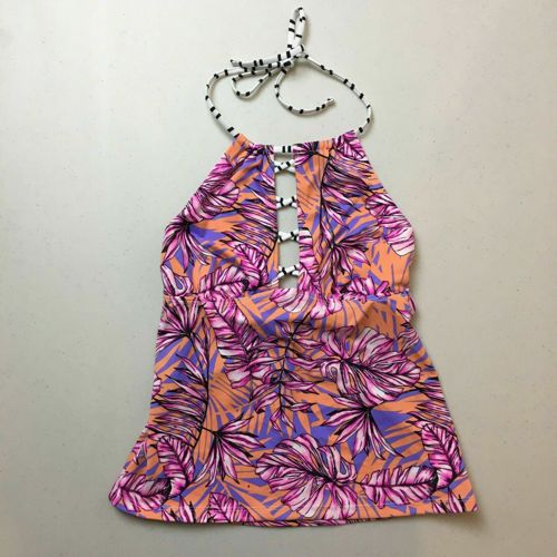 Salt + Cove Juniors' Printed High-Neck Cutout Tankini Top, LILAC Purple Size XS