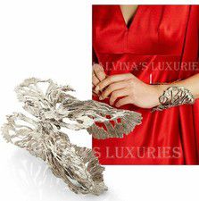 ALEXANDER MCQUEEN BRACELET SILVER TONE FISH WIDE WRAP CUFF $1,195