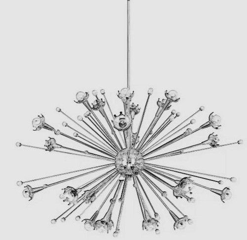 Jonathan Adler Silver Sputnik Nickel 24 Light Chandelier