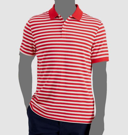 $40 Club Room Men's Red Stripe Soft-Touch Short-Sleeve Interlock Polo Shirt L