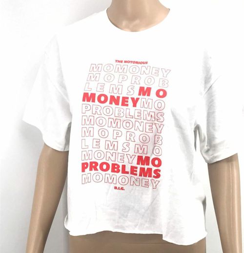 $60 Merch Traffic Women'S White Notorious Big Short-Sleeve Crew-Neck Cut Shirt M