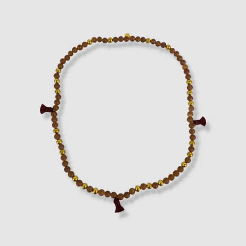 Gorjana Womens Brown Gold Beaded Tassel Necklace