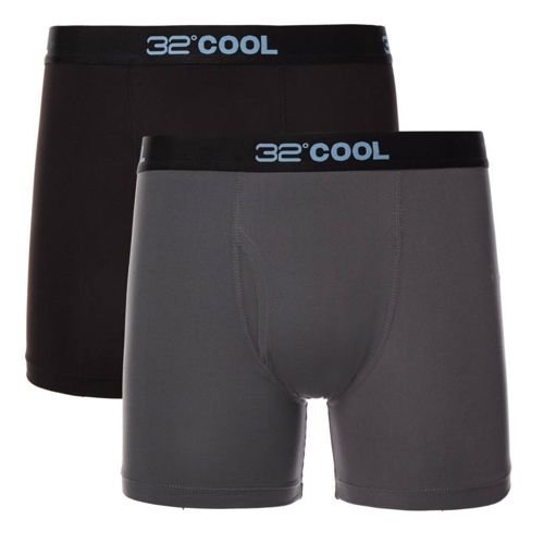 $55 32 Degrees Cool Men Underwear Black Gray Stretch 2-Pack Boxer Briefs Size S