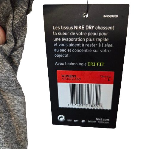 Nike Dri-Fit Gray Heather Racerback Athleisure Women's Training Tank Top Size L