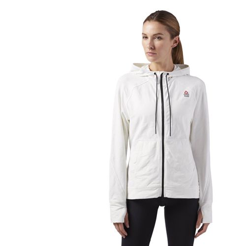 [BQ7407] New Women's REEBOK RCF Crossfit Jacquard Full Zip Hoodie - Chalk