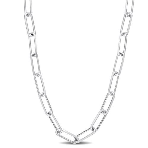 AMOUR 5mm Diamond Cut Paperclip Chain Necklace In Sterling Silver, 16 In