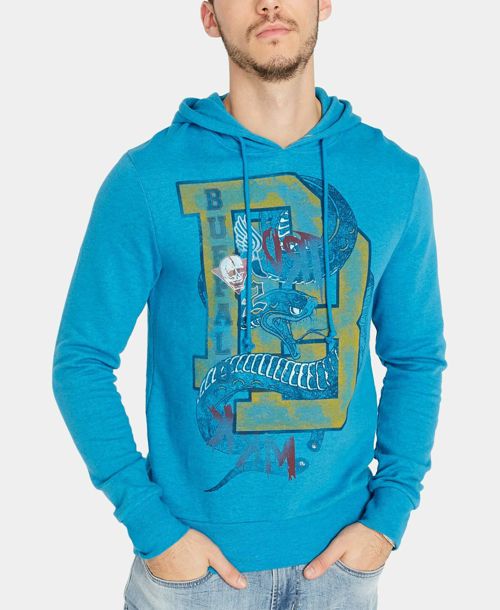 $99 Buffalo David Bitton Men Blue Long-Sleeve Drawstring Sweater Hoodie Size 2xl