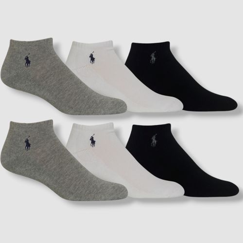 $29 Polo Ralph Lauren Men's White 6 Pairs Low Cut Pack Socks Athletic Shoe 6-12