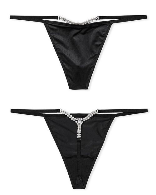 VICTORIAS SECRET VERY SEXY MICRO RHINESTONE V-STRING THONG PANTY XS S M L XL NWT