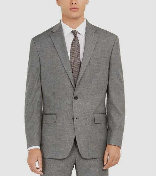 $410 Club Room 40R Men's Gray Classic Fit Micro-Grid Suit Coat Blazer Jacket