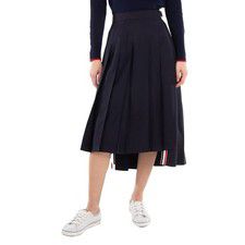 Thom Browne Ladies Navy Twill Pleated Midi Skirt, Brand Size 36 (US Size 0)