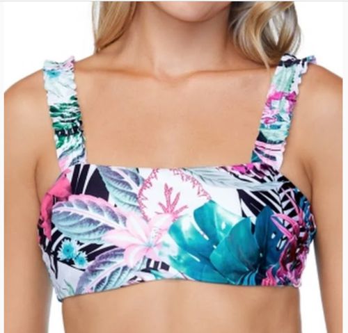 $42 Raisins Women's Haute Bloom Tulum Bra Swim Top, White, Size Medium