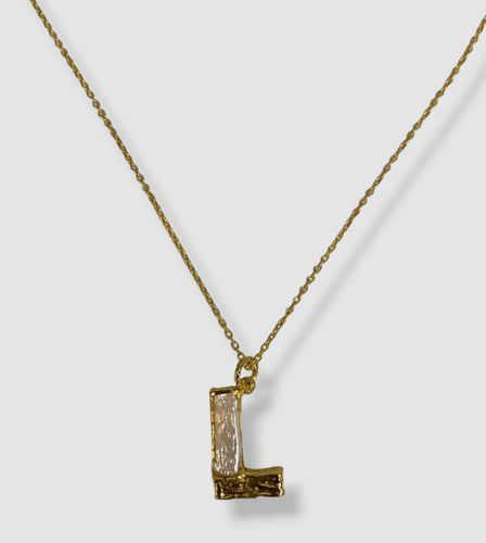 $435 Pacharee Women's 18K Gold Plated Birch Pearl Alphabet "L" Necklace