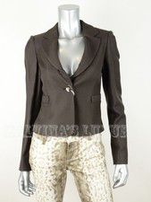 ARMANI COLLEZIONI JACKET BLAZER DARK BROWN COTTON BLEND sz IT 42 US 6