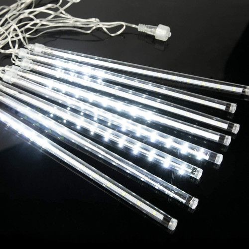 Outdoor 16-Inch Meteor Shower Lights, 10 Tube 360 LED Icicle Decoration, White