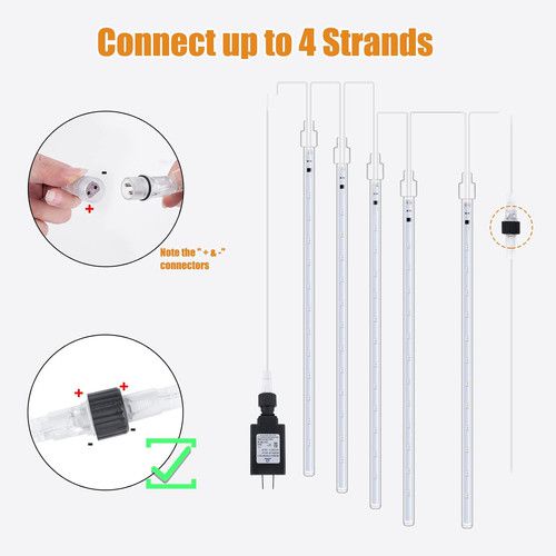 Outdoor 16-Inch Meteor Shower Lights, 10 Tube 360 LED Icicle Decoration, White