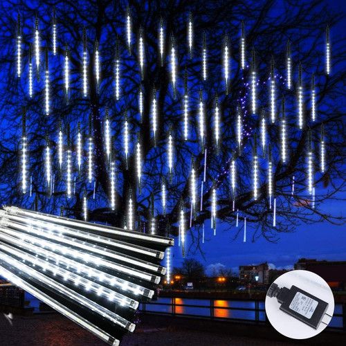 Outdoor 16-Inch Meteor Shower Lights, 10 Tube 360 LED Icicle Decoration, White