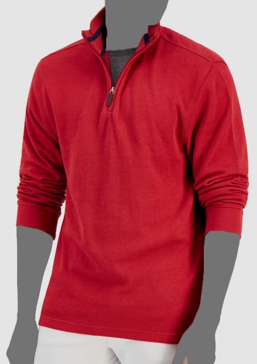 $60 Club Room Men's Red Solid Classic French Rib Quarter-Zip Sweater Size XL