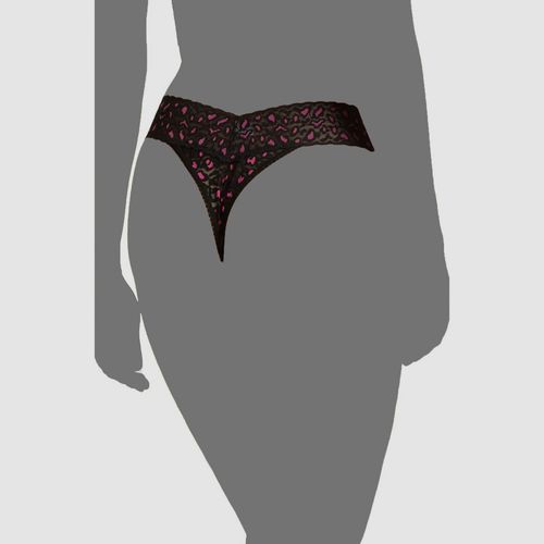 $25 Hanky Panky Women Black Leopard Orignal Rise Lace Thong Panty Size OS (4-14)