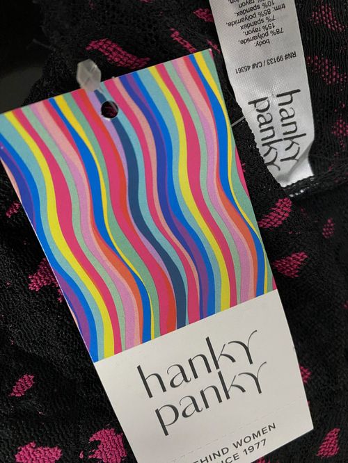 $25 Hanky Panky Women Black Leopard Orignal Rise Lace Thong Panty Size OS (4-14)