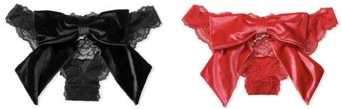 VICTORIAS SECRET DREAM ANGELS LACE & VELVET BOW OUVERT CHEEKY PANTY S M L XL NWT