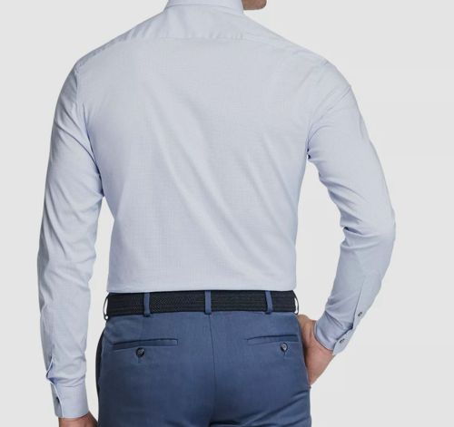 $61 Van Heusen Men's Blue Stain Shield Stretch Dress Shirt Size 17-17.5 32/33