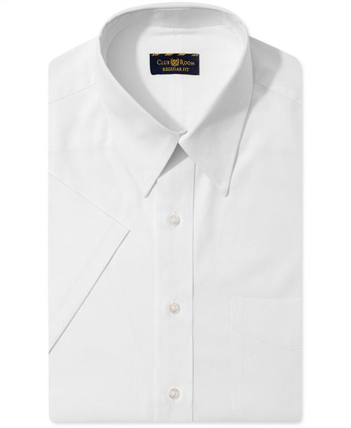 $96 Club Room Men's Regular-Fit White Short-Sleeve Button Dress Shirt Size 15 M