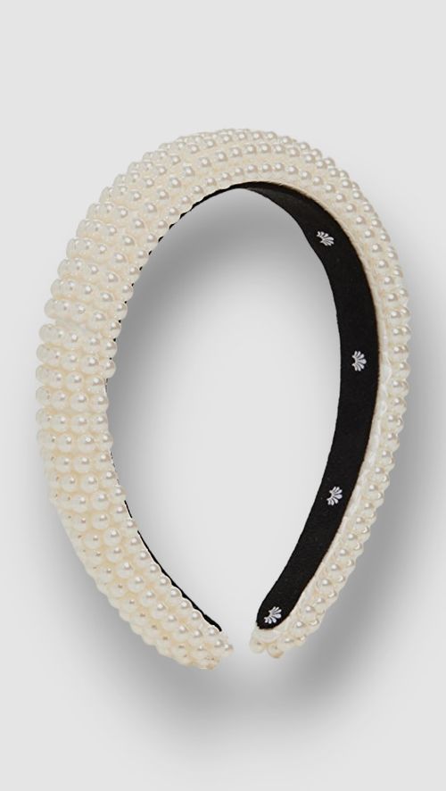$250 Lele Sadoughi Women's White All-Over Logo Imitation Pearl Alice Headband
