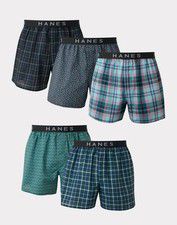 Hanes 5 Pack Boxer Mens Classics TAGLESS Comfort Flex Cotton Waistband Underwear