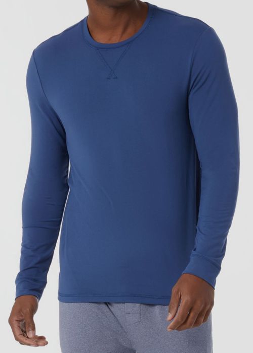 $37 32 Degrees Heat Men's Blue Crew-Neck Sleepwear Long-Sleeve T-Shirt Size XL