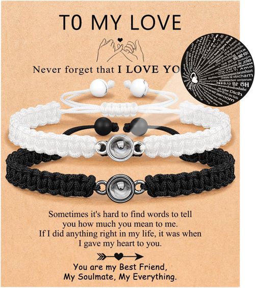 I Love You 100 Languages Bracelets, Couples Gifts for Boyfriend, Girlfriend, My 