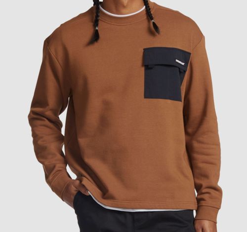 Cat Caterpillar Men's Brown Utility Crew Sweatshirt Pullover Sweater Size XL