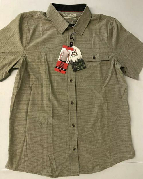 Avalanche Men's Performance Short Sleeve Woven Shirt Breathable Fabric Khaki M