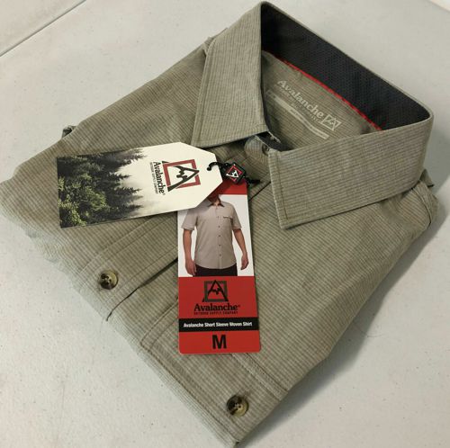 Avalanche Men's Performance Short Sleeve Woven Shirt Breathable Fabric Khaki M