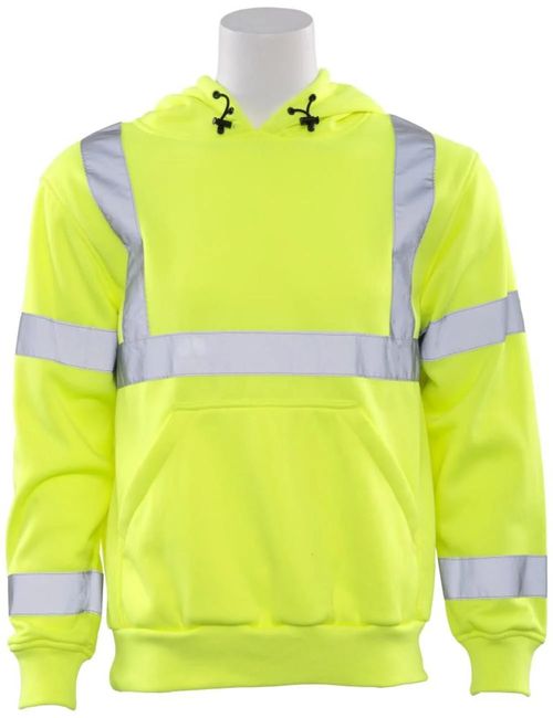 Erb W376 Class 3 Hooded Hi Viz Lime Sweatshirt, Lg