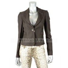 AUTHENTIC ARMANI COLLEZIONI JACKET BLAZER DARK BROWN COTTON BLEND sz IT 40 US 4