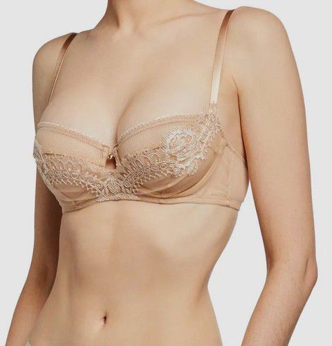 $185 Lise Charmel Women's Beige Ecrin Glamour Demi Cup Underwire Bra Size 32C
