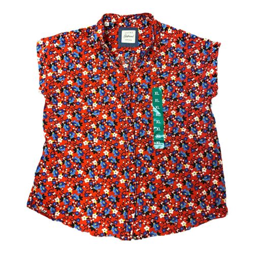 JACHS Girlfriend New York Women's Red Floral Blouse, Size XL