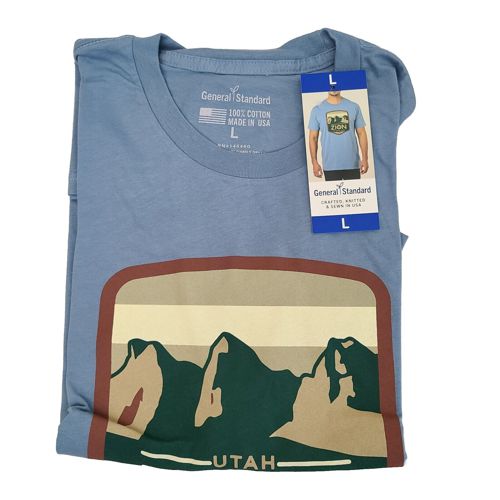 GENERAL STANDARD Men's Graphic T-Shirt Tee Zion National Park Utah US, Blue, L