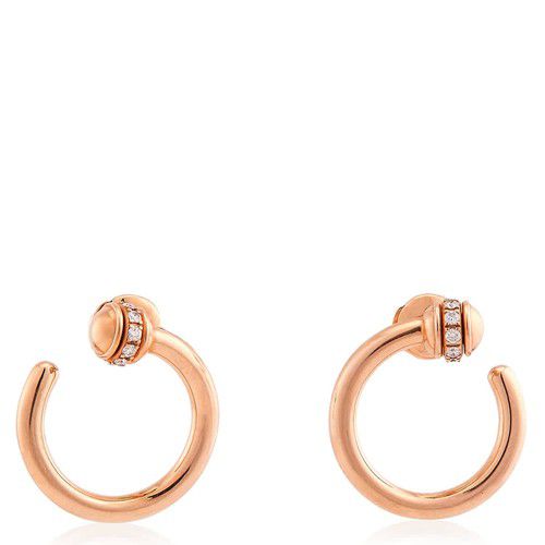 Piaget Possession 18k Rose Gold Diamond Open-Hoop Earrings