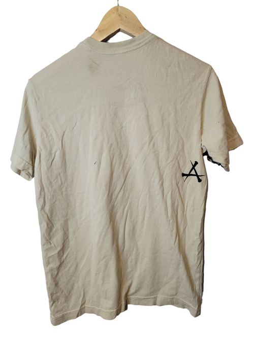 Affliction Beige Graphic Tee Short Sleeve Grunge Skull Men's T-shirt Size S