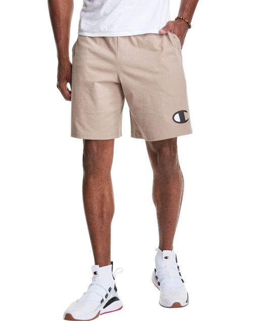 Champion Jersey Shorts Men Athletics Classic C Logo Side Pockets Drawcord Cotton