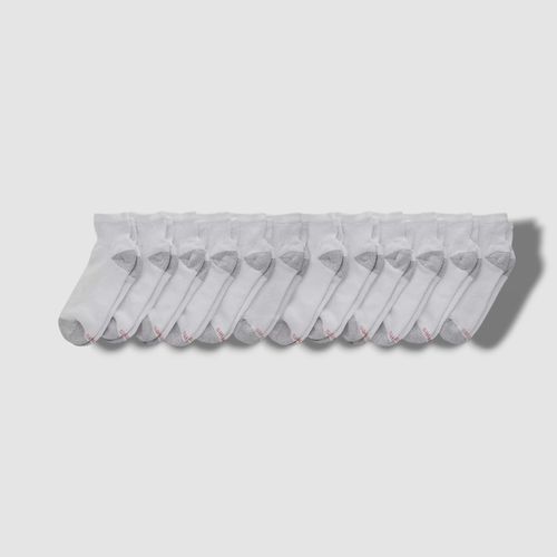 Hanes Men's White Cushion 12-Pair Quarter Ankle Socks Cotton Pack Shoe 6-12