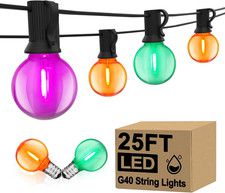 LED Outdoor String Lights 25Ft Orange Purple and Green Halloween Lights Outdoor 