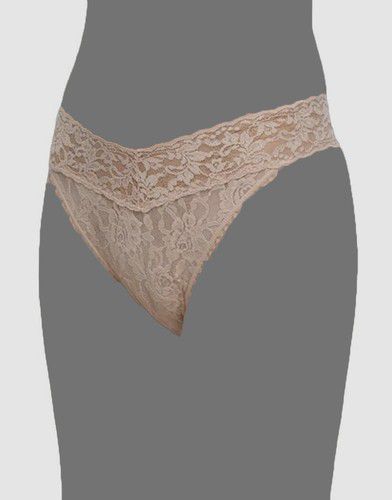 $26 Hanky Panky Womens Beige Lace Original-Rise Thong Panties Size OS(4-14)