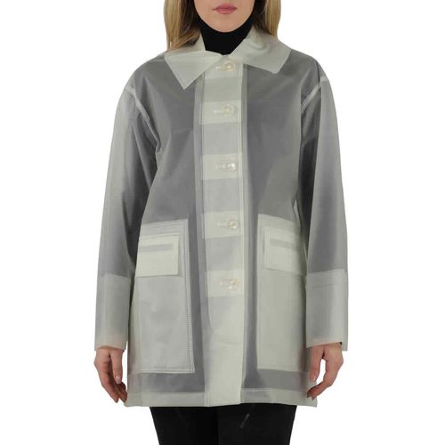 Burberry Ladies White Soft-touch Plastic Oversized Car Coat, Brand Size 4 (US